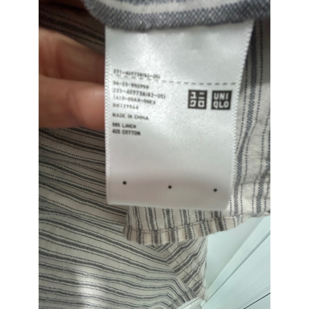 JW Anderson x Uniqlo Grey White Striped Linen Cotton Peplum Tie Blouse Top M - Picture 4 of 9